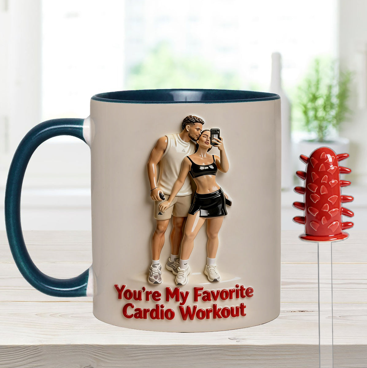 Custom From Any Photo - Personalized Spicy Couple Set Accent Mug with Acrylic Stirrers
