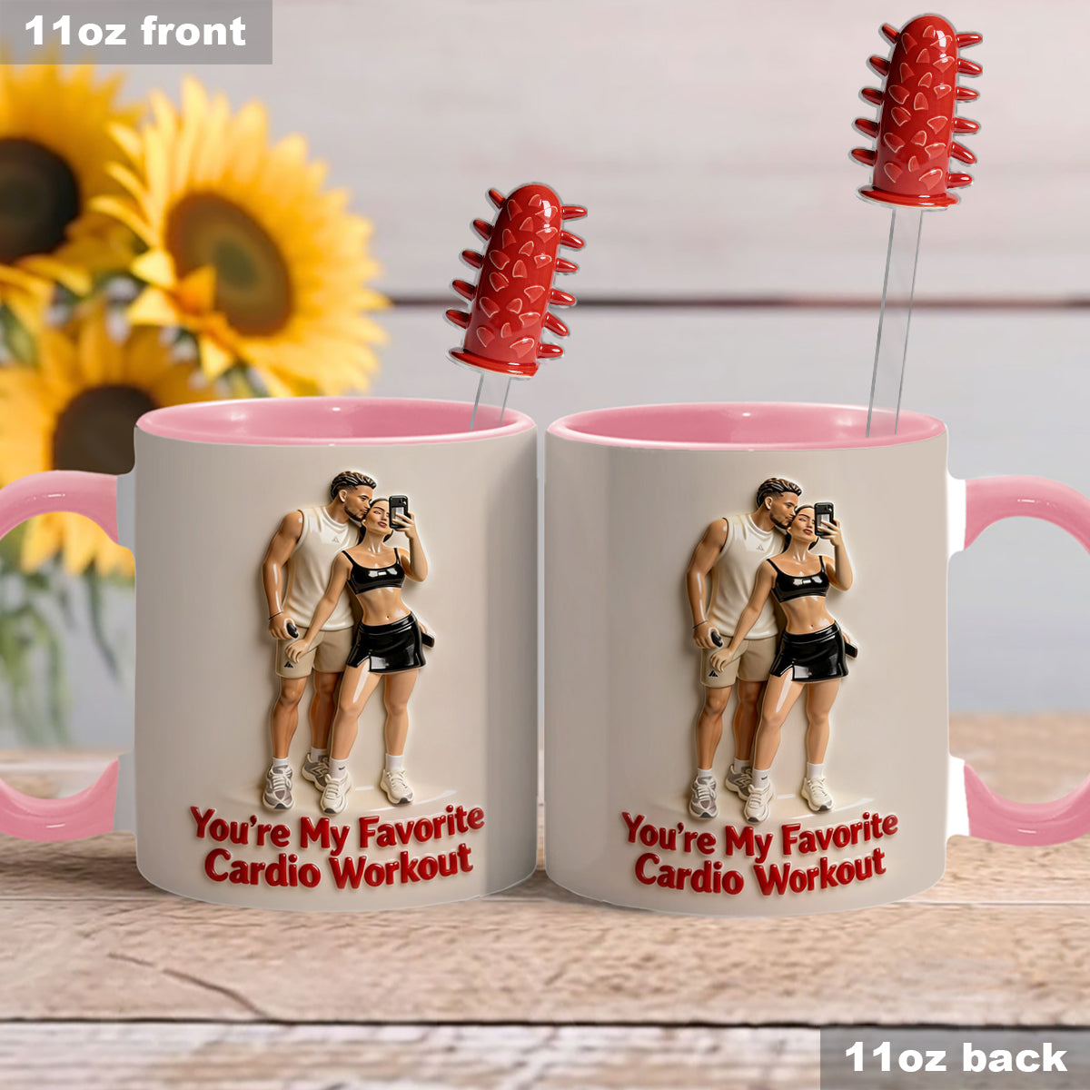 Custom From Any Photo - Personalized Spicy Couple Set Accent Mug with Acrylic Stirrers