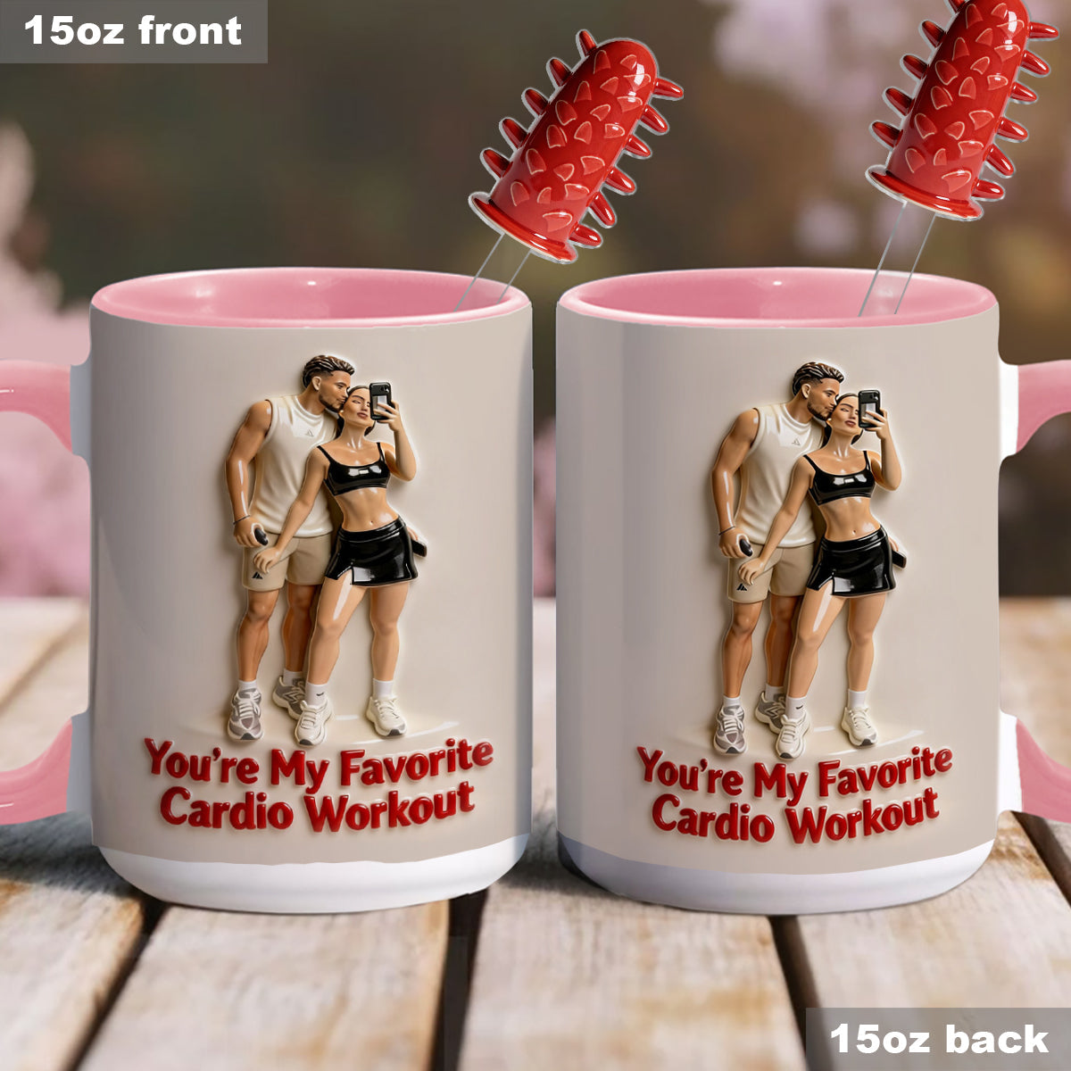 Custom From Any Photo - Personalized Spicy Couple Set Accent Mug with Acrylic Stirrers