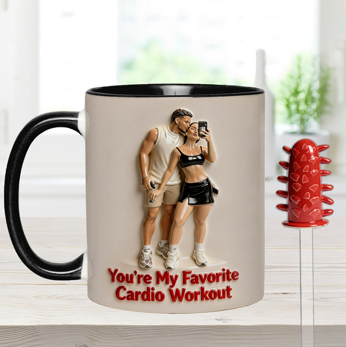 Custom From Any Photo - Personalized Spicy Couple Set Accent Mug with Acrylic Stirrers