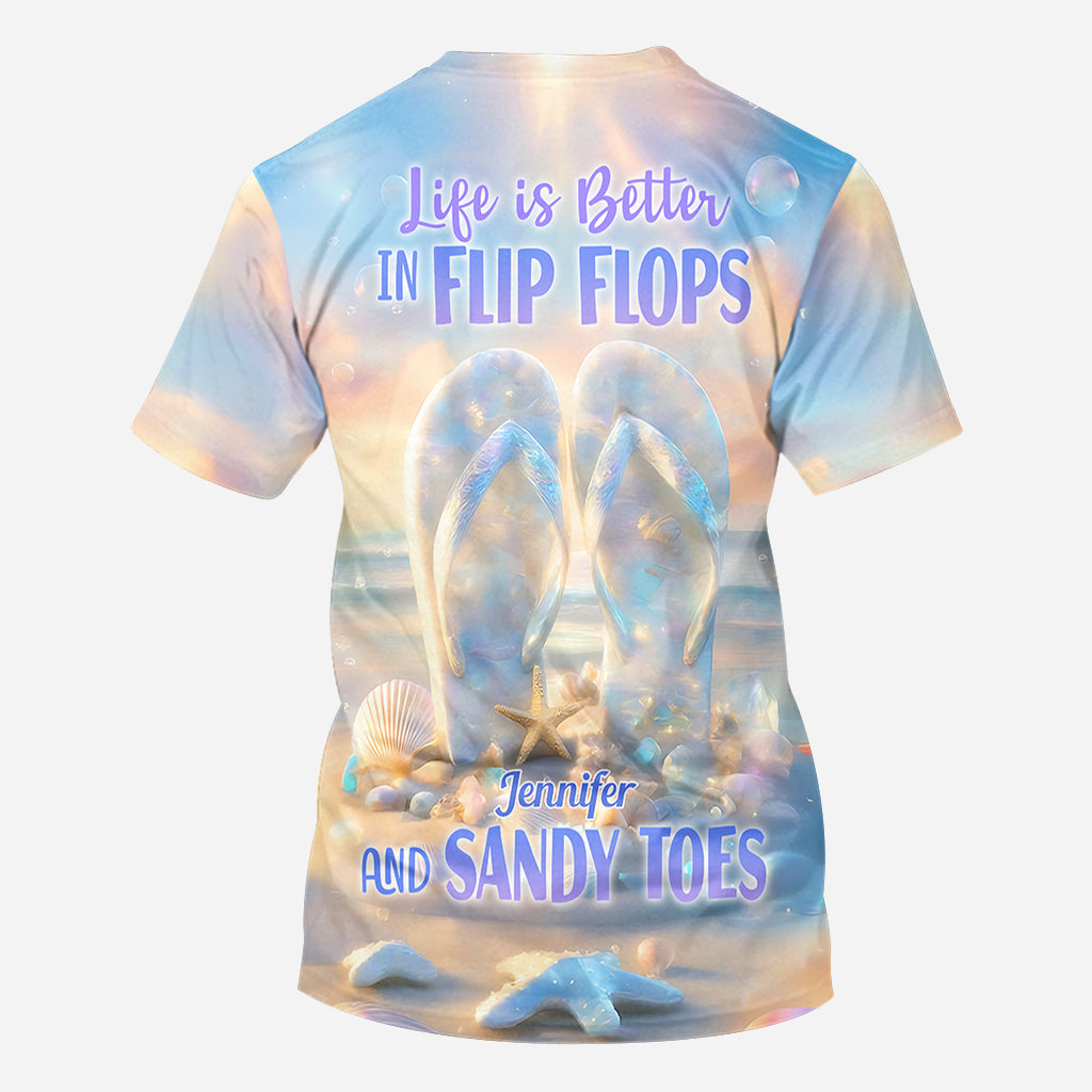 Life Is Better With Flipflops - Personalized Sea Lover All Over Shirt