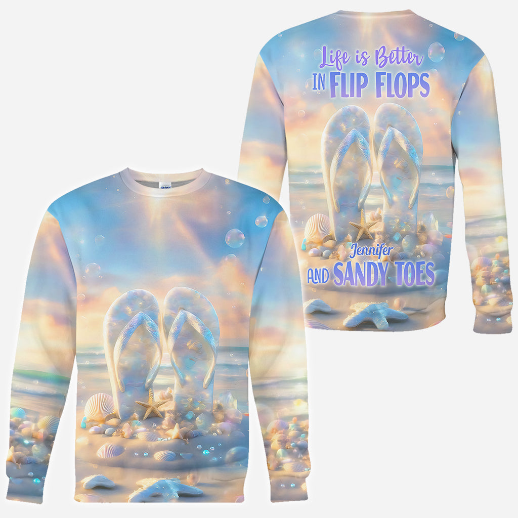 Life Is Better With Flipflops - Personalized Sea Lover All Over Shirt