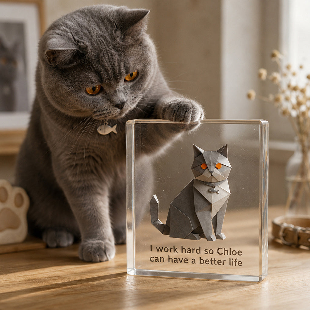 Origami Custom Photo Pet Dog Cat Lovers - Personalized Dog Custom Shaped Acrylic Plaque