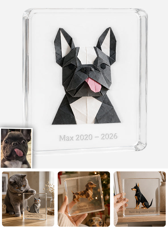 Origami Custom Photo Pet Dog Cat Lovers - Personalized Dog Custom Shaped Acrylic Plaque