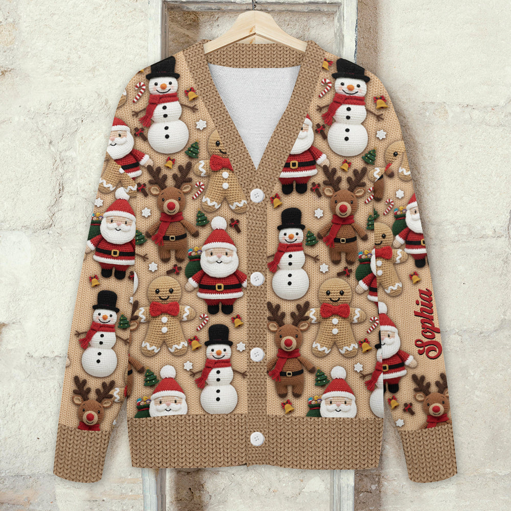 Christmas Gingerbread Santa - Personalized Christmas Cardigan Sweater