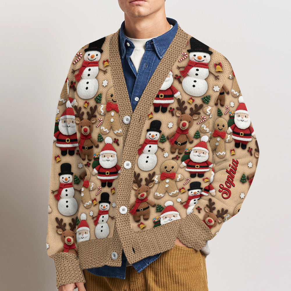 Christmas Gingerbread Santa - Personalized Christmas Cardigan Sweater
