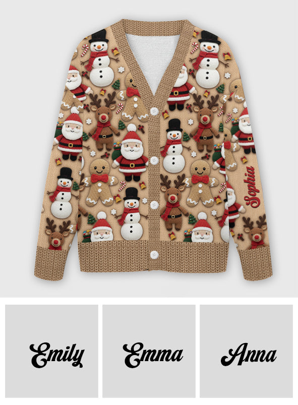 Christmas Gingerbread Santa - Personalized Christmas Cardigan Sweater