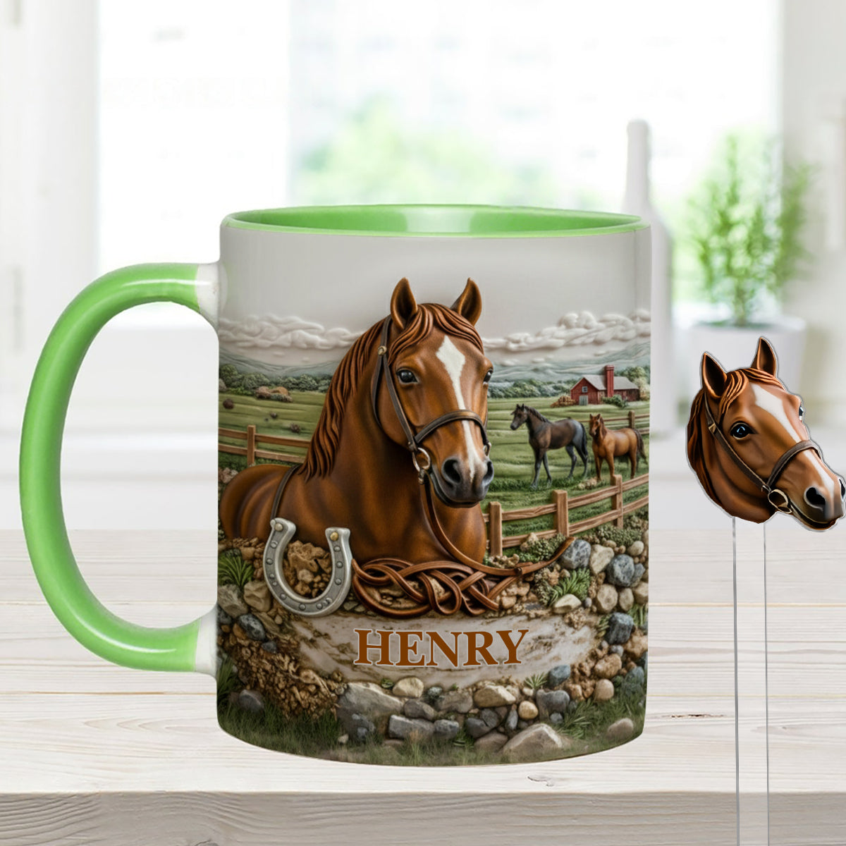 Cadeau pour les amoureux des chevaux - Mug personnalisé à motif cheval avec agitateurs en acrylique