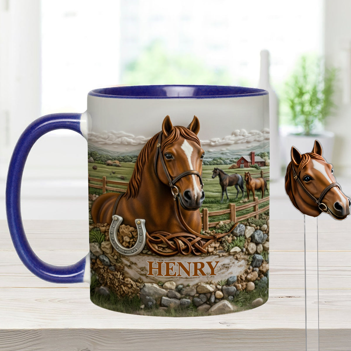 Cadeau pour les amoureux des chevaux - Mug personnalisé à motif cheval avec agitateurs en acrylique