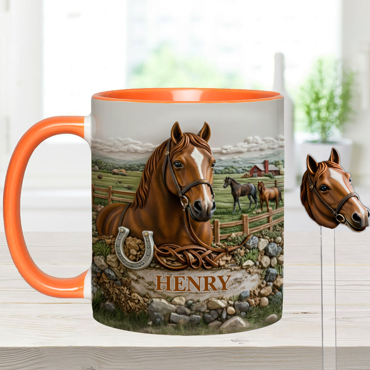 Cadeau pour les amoureux des chevaux - Mug personnalisé à motif cheval avec agitateurs en acrylique