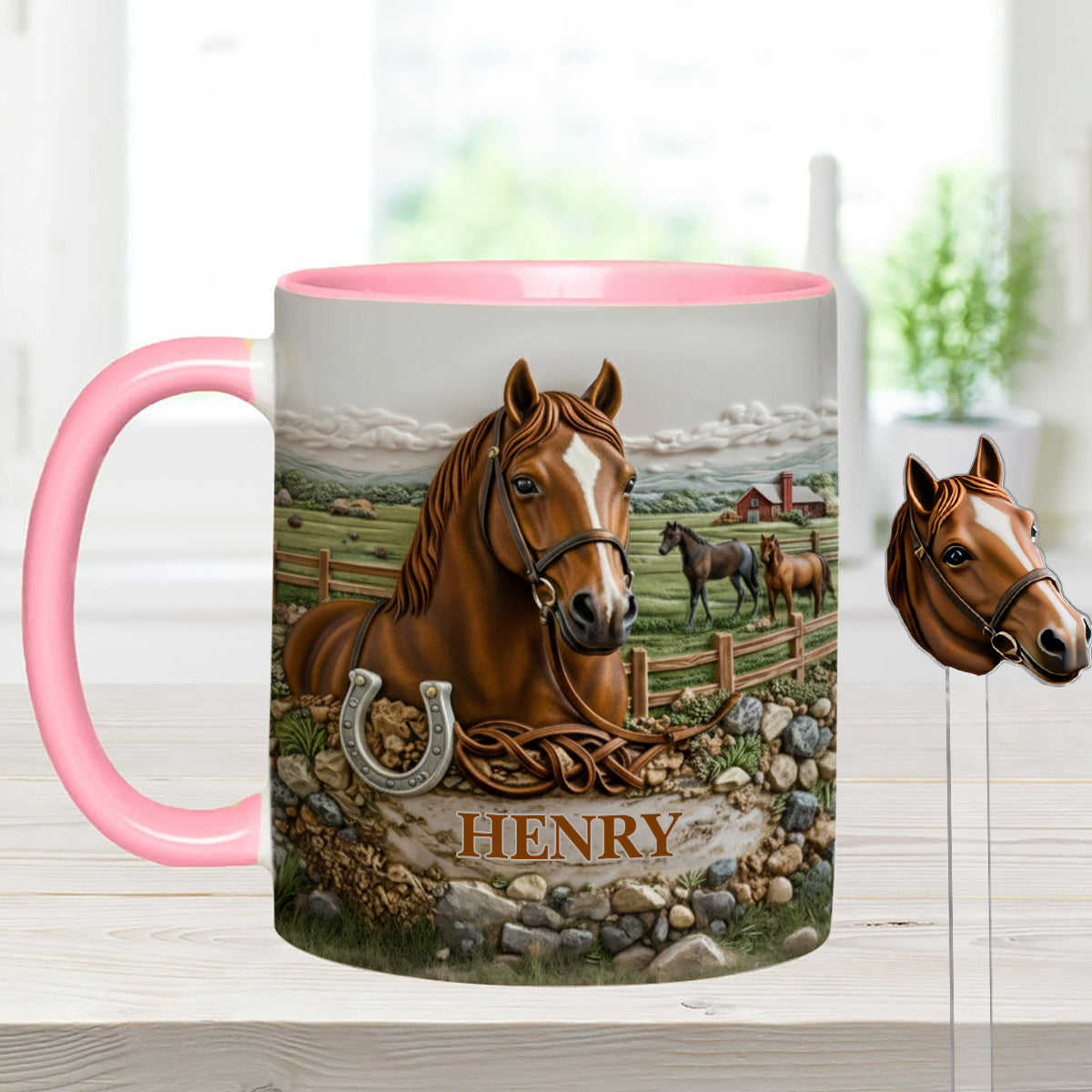 Cadeau pour les amoureux des chevaux - Mug personnalisé à motif cheval avec agitateurs en acrylique