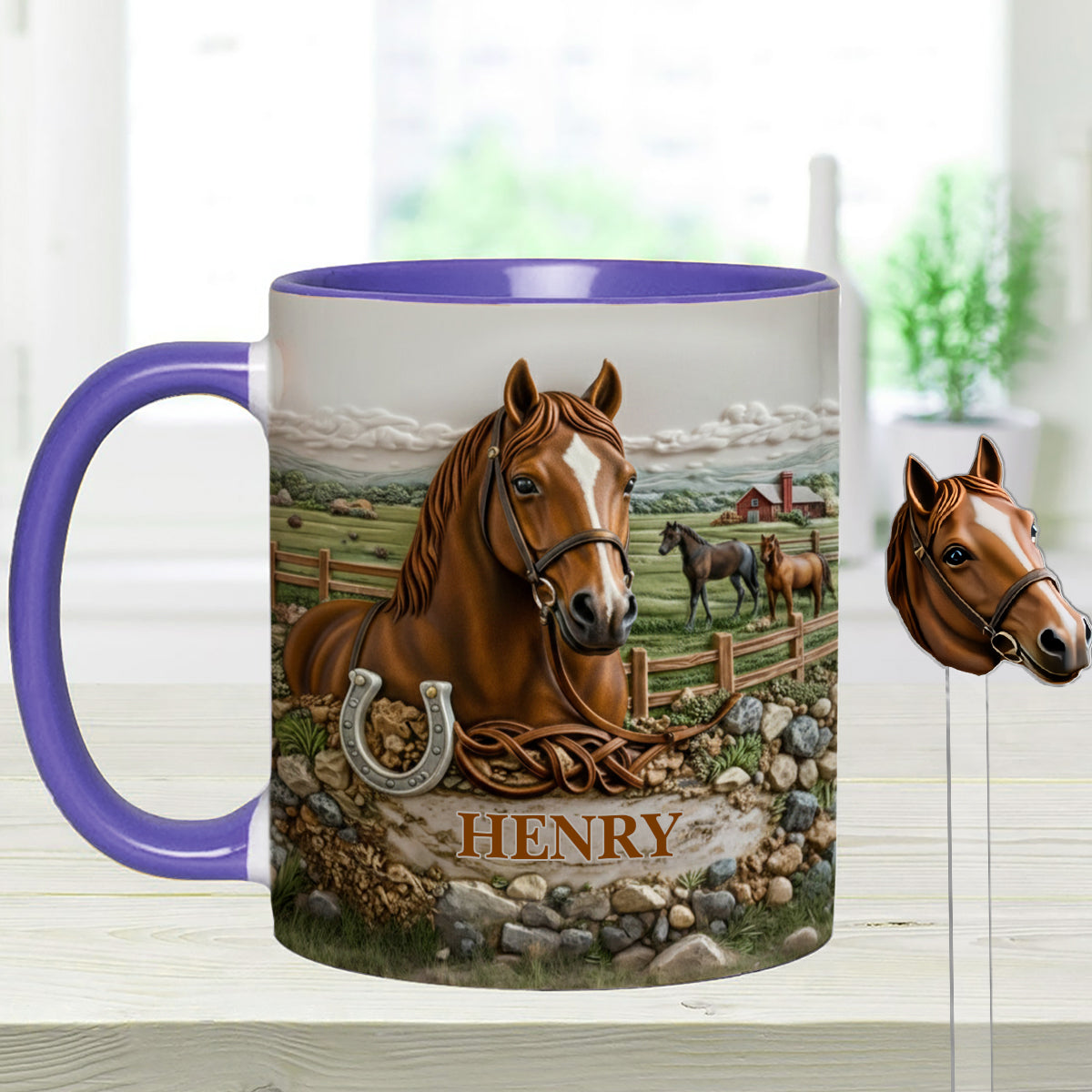 Cadeau pour les amoureux des chevaux - Mug personnalisé à motif cheval avec agitateurs en acrylique