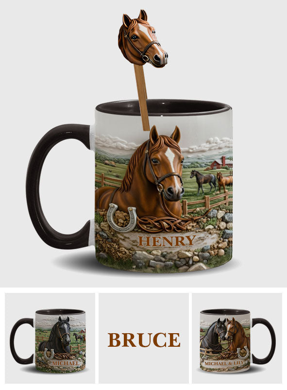 Cadeau pour les amoureux des chevaux - Mug personnalisé à motif cheval avec agitateurs en acrylique