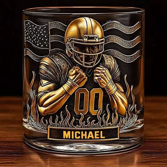 Whisky et football américain - Verre à whisky personnalisé sur le thème du football