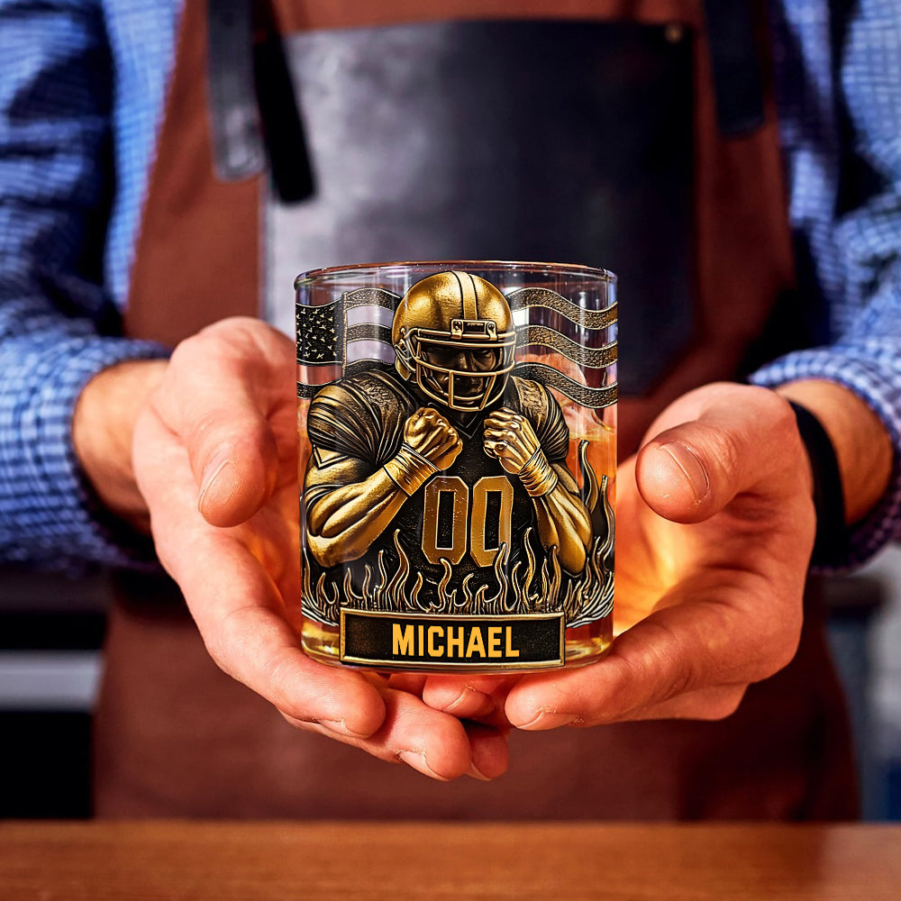 Whisky et football américain - Verre à whisky personnalisé sur le thème du football