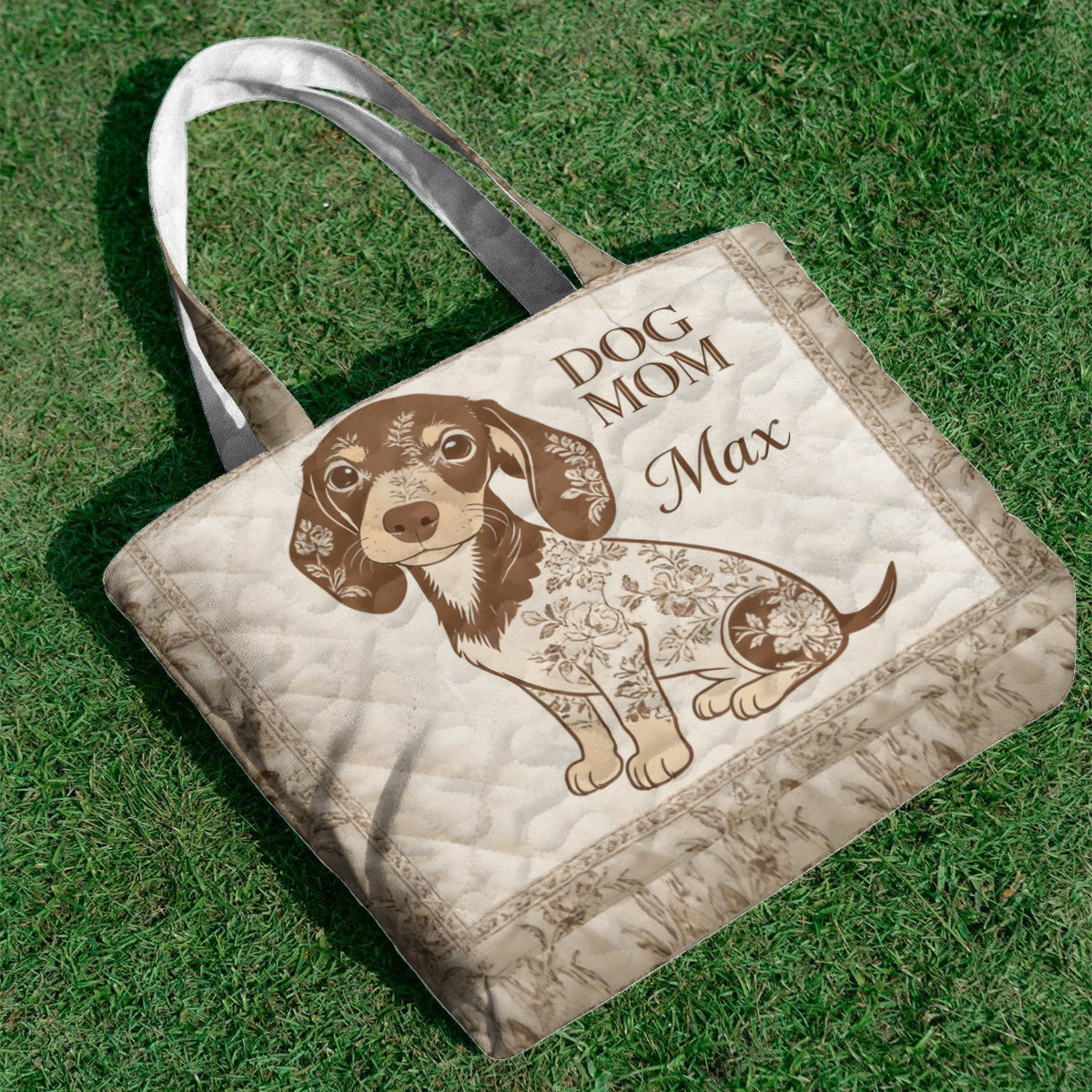 J'adore mon chien - Style Toile De Jouy - Sac fourre-tout matelassé personnalisé