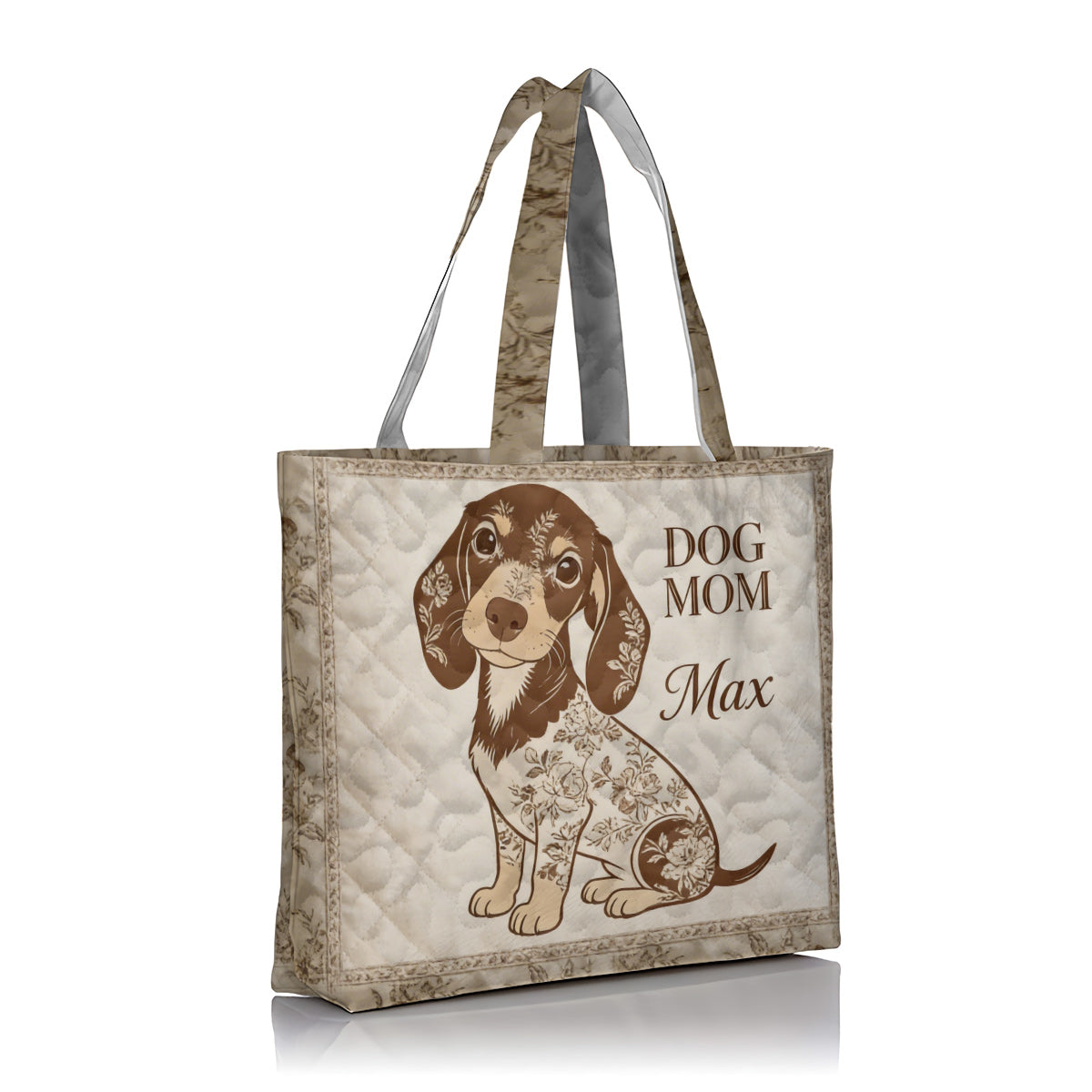 J'adore mon chien - Style Toile De Jouy - Sac fourre-tout matelassé personnalisé