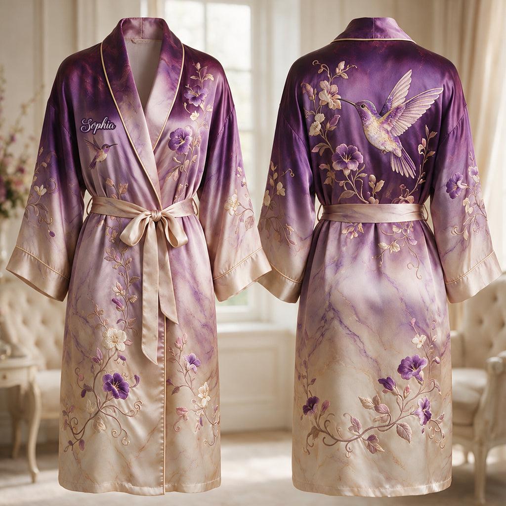 Robe Satin Personnalisée Colibri - Amour