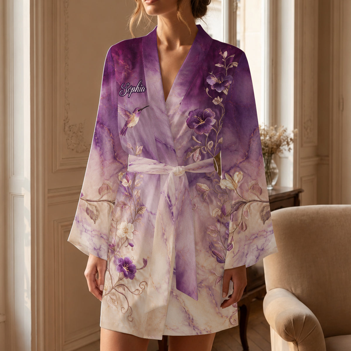 Robe Satin Personnalisée Colibri - Amour