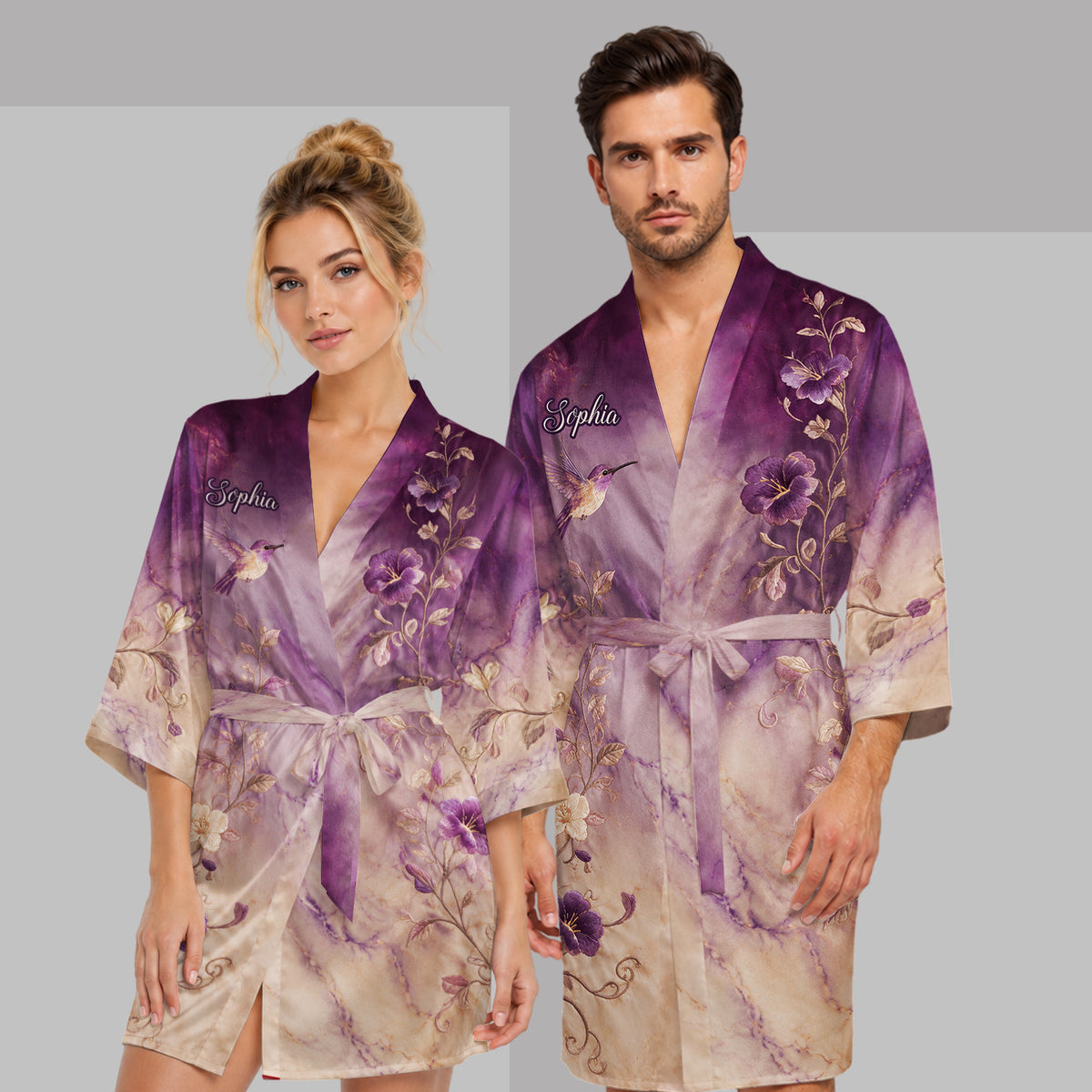 Robe Satin Personnalisée Colibri - Amour