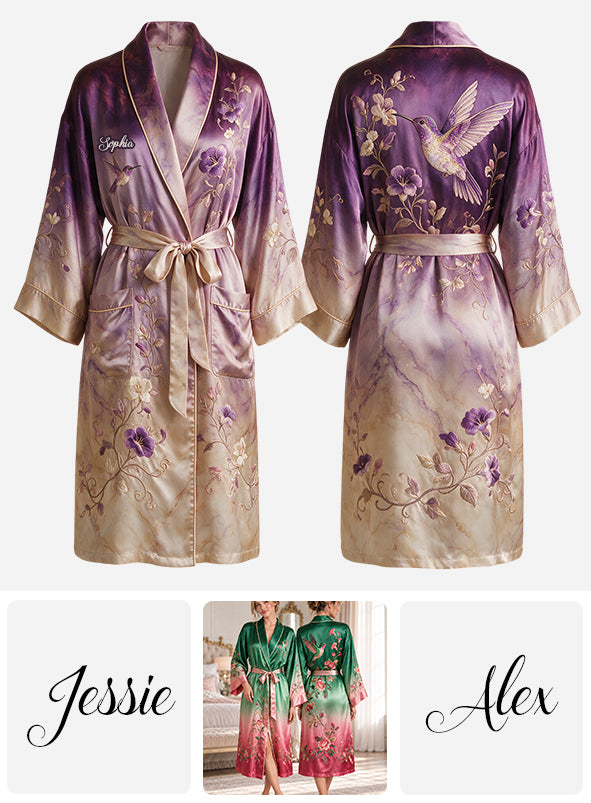 Robe Satin Personnalisée Colibri - Amour