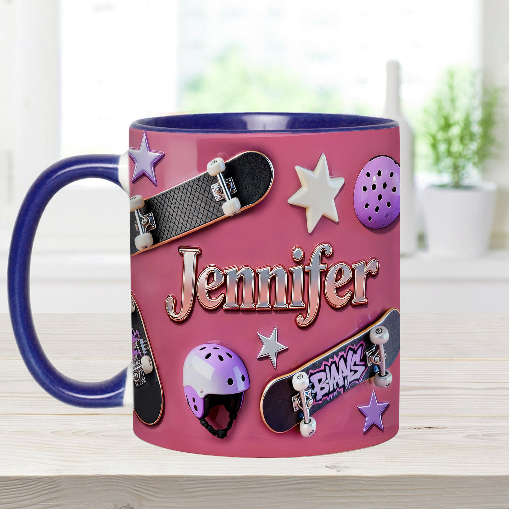J'adore le skateboard - Mug et sous-verre personnalisés sur le thème du skateboard