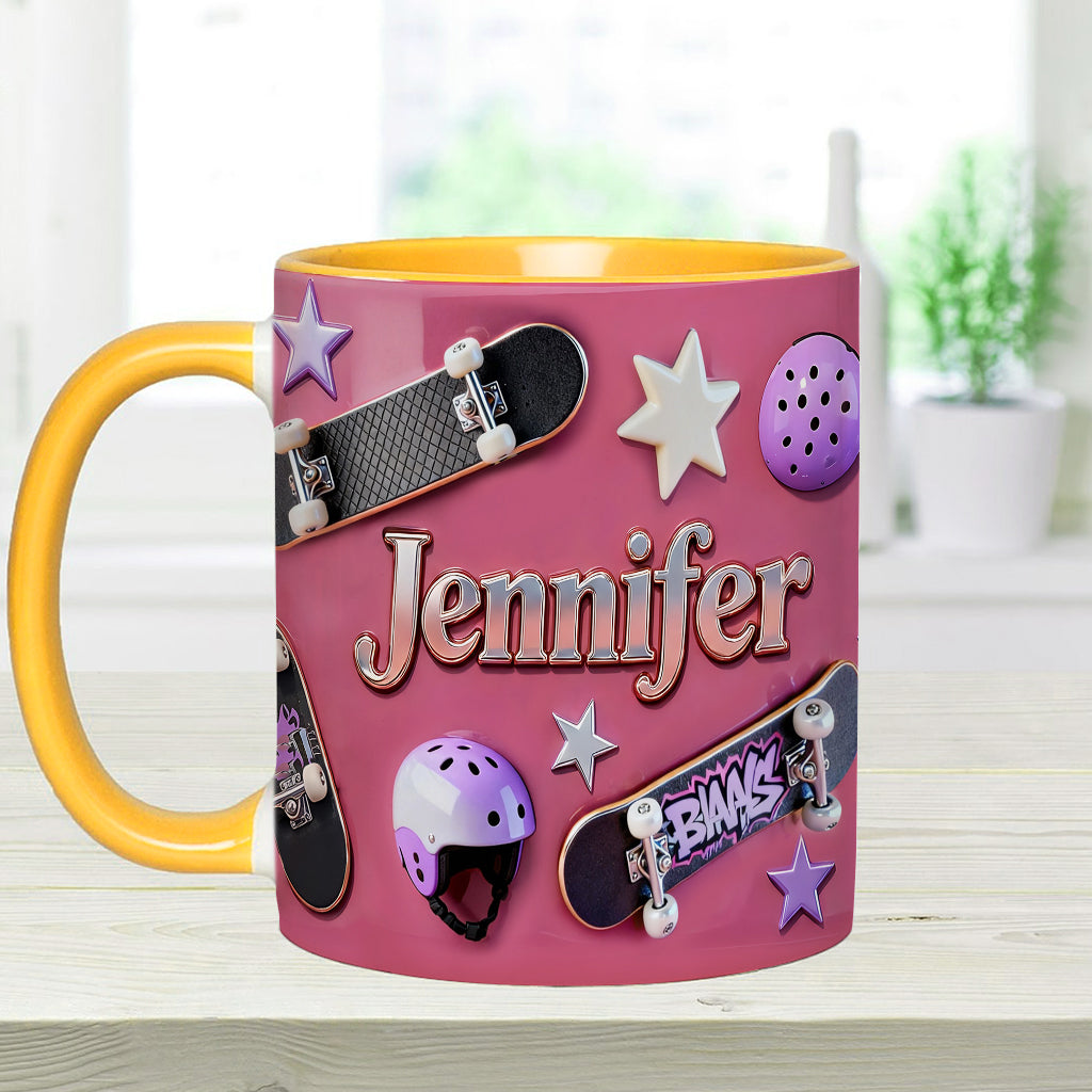 J'adore le skateboard - Mug et sous-verre personnalisés sur le thème du skateboard