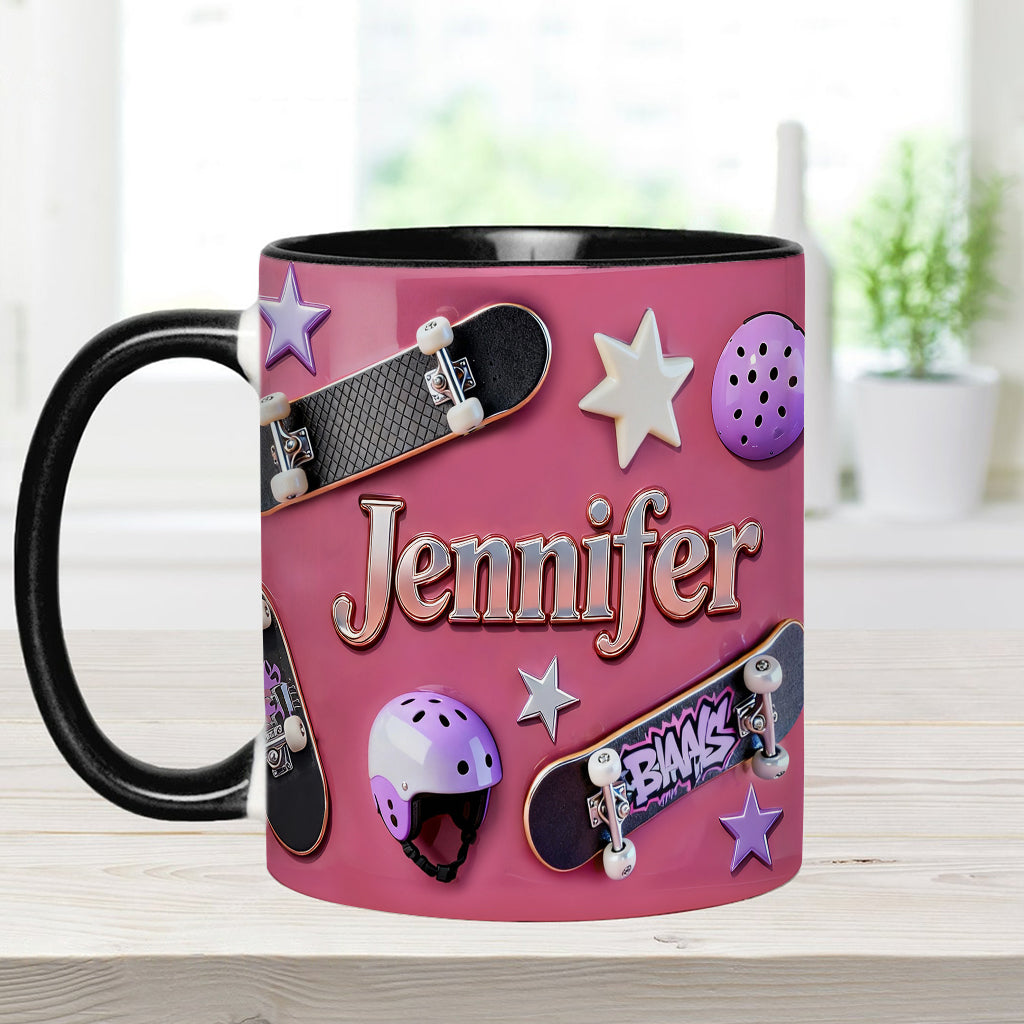 J'adore le skateboard - Mug et sous-verre personnalisés sur le thème du skateboard
