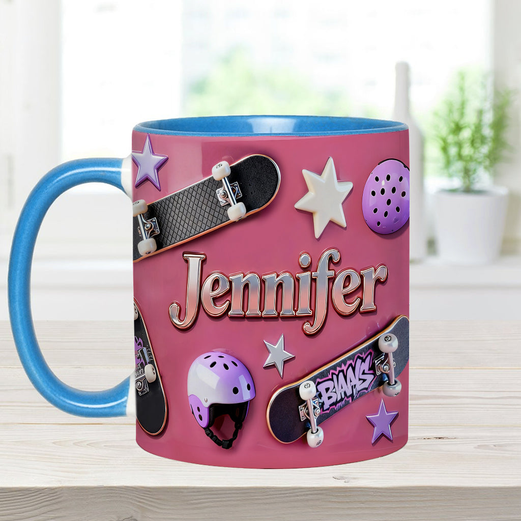 J'adore le skateboard - Mug et sous-verre personnalisés sur le thème du skateboard