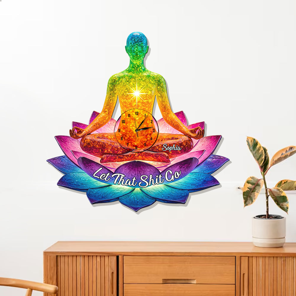 Let That Sht Go - Personalized Yoga LED Light Wall Clock