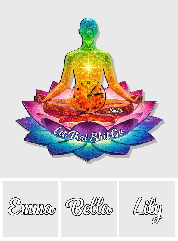 Let That Sht Go - Personalized Yoga LED Light Wall Clock