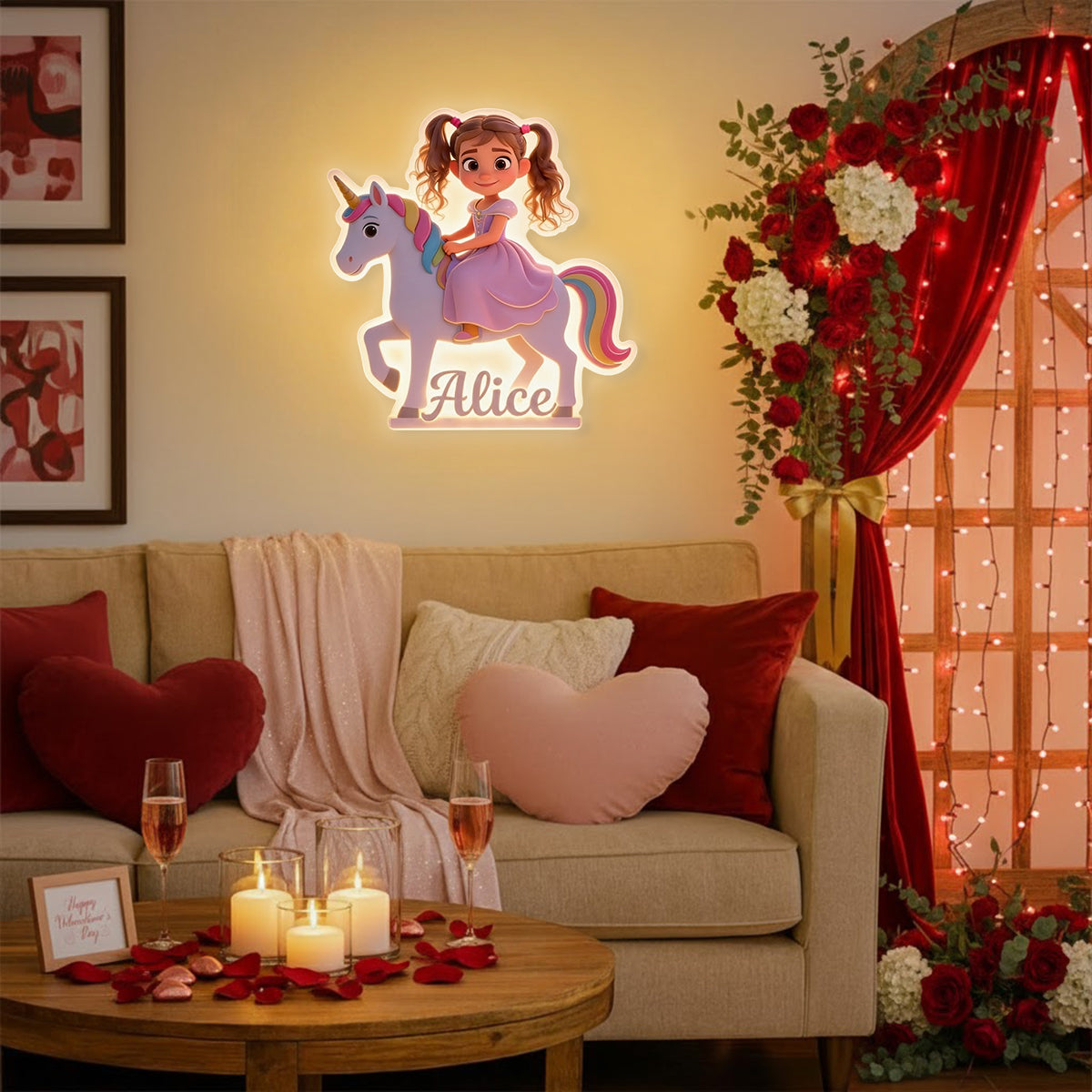 Custom Unicorn Princess From Photo - Personalized Kid LED Light Acrylic Sign