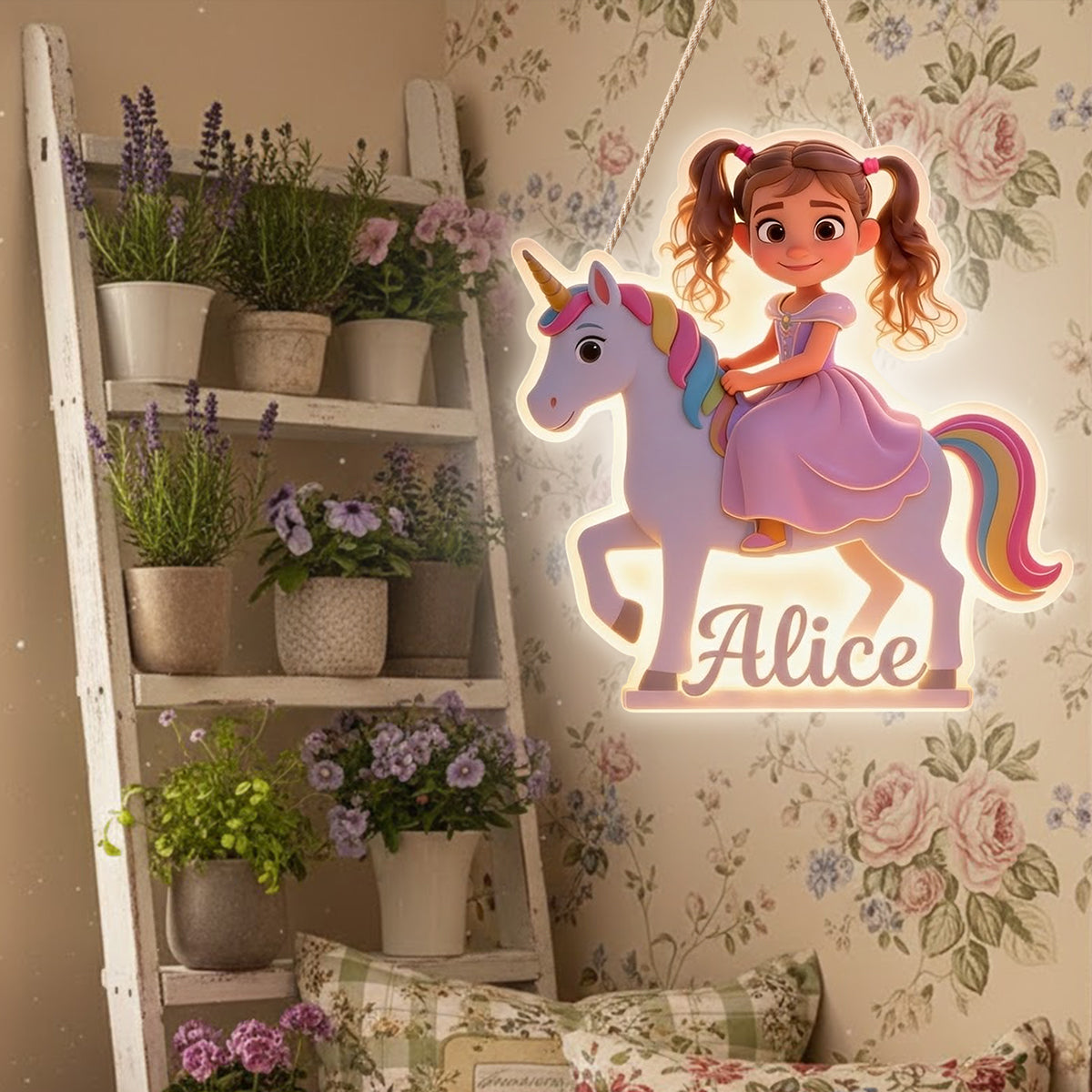 Custom Unicorn Princess From Photo - Personalized Kid LED Light Acrylic Sign