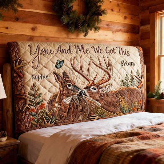 Couple de cerfs - Housse de tête de lit personnalisée pour la chasse