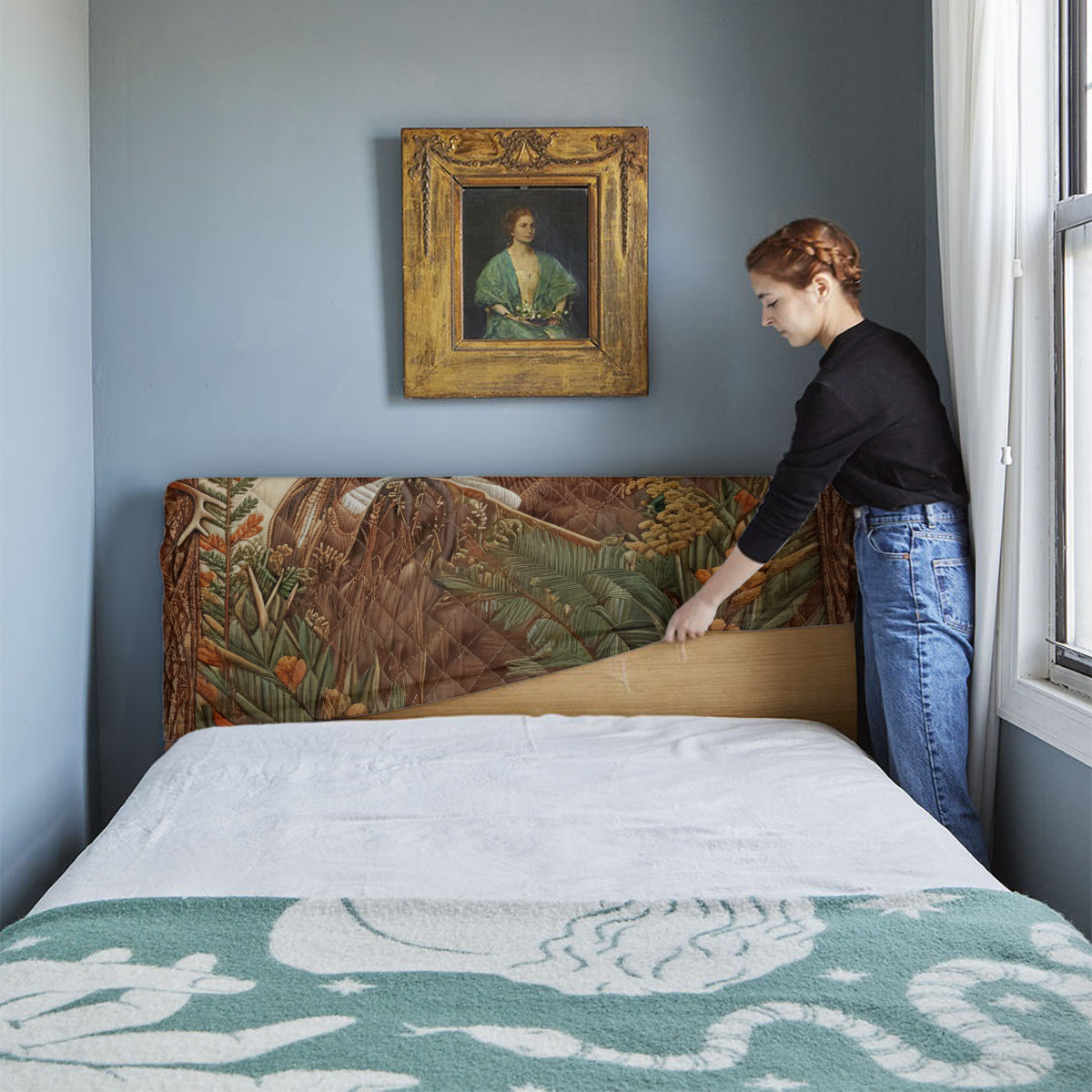 Couple de cerfs - Housse de tête de lit personnalisée pour la chasse