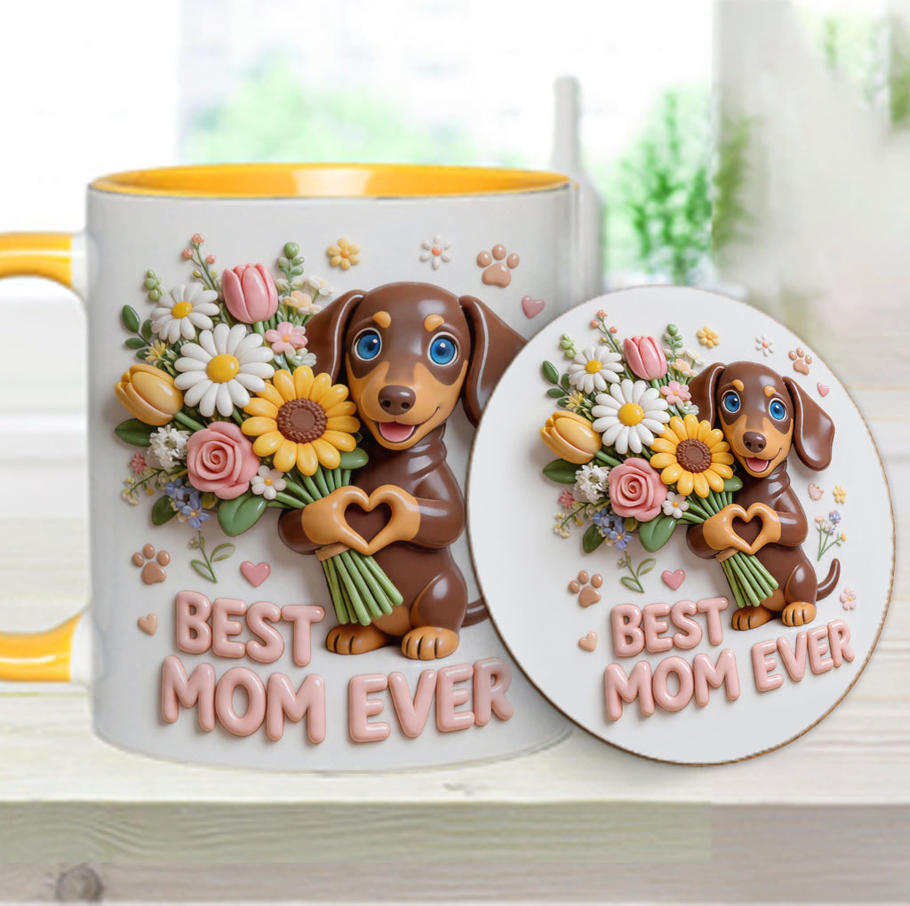 Mug & Sous-verre Personnalisé - Photo Personnalisée de Chien