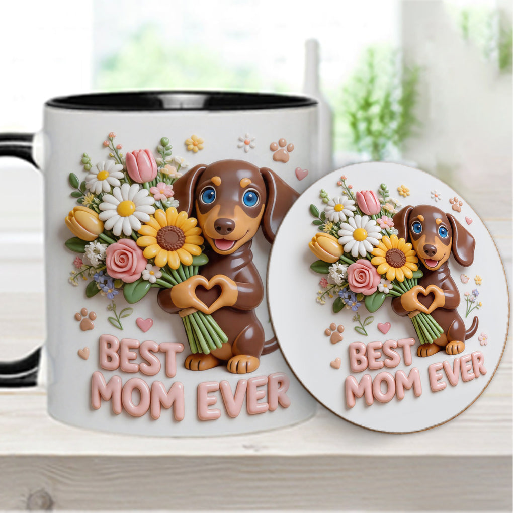 Mug & Sous-verre Personnalisé - Photo Personnalisée de Chien