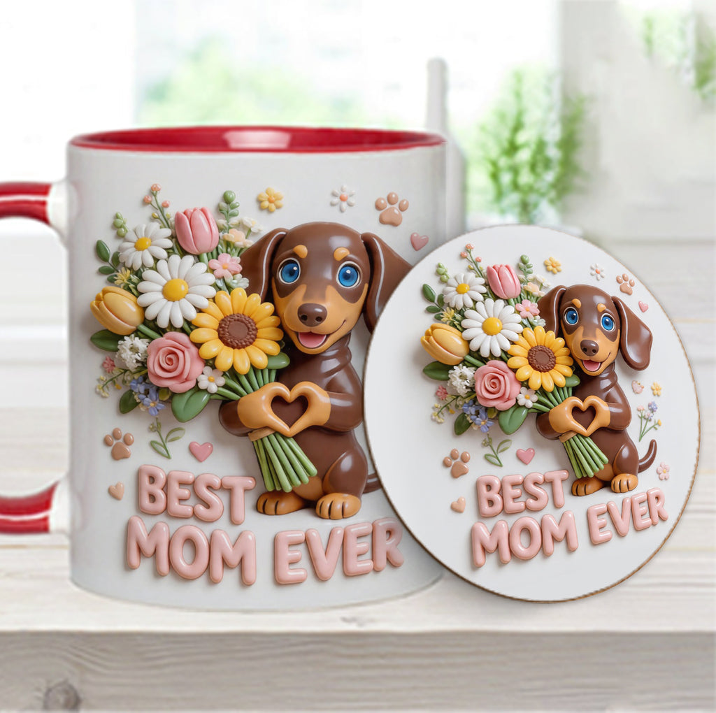 Mug & Sous-verre Personnalisé - Photo Personnalisée de Chien