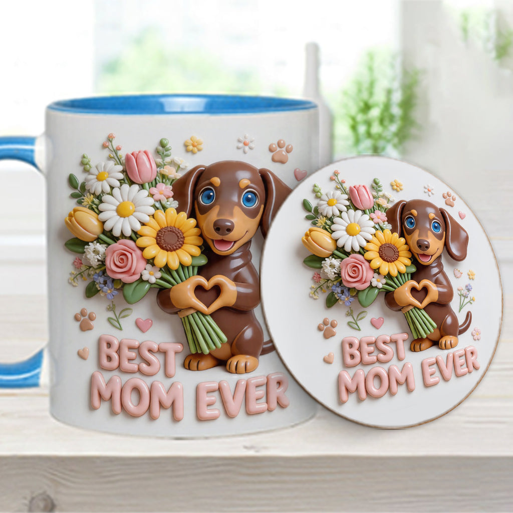 Mug & Sous-verre Personnalisé - Photo Personnalisée de Chien