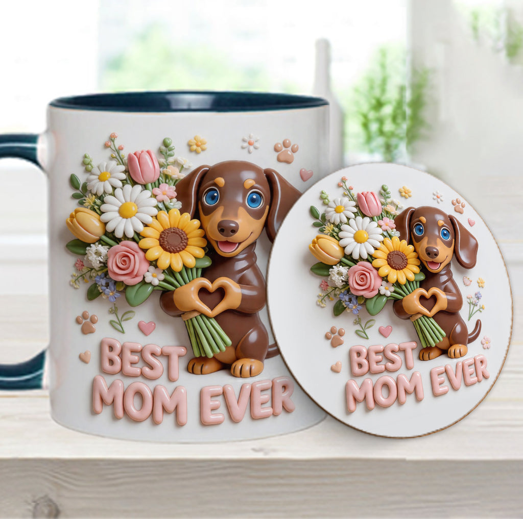 Mug & Sous-verre Personnalisé - Photo Personnalisée de Chien