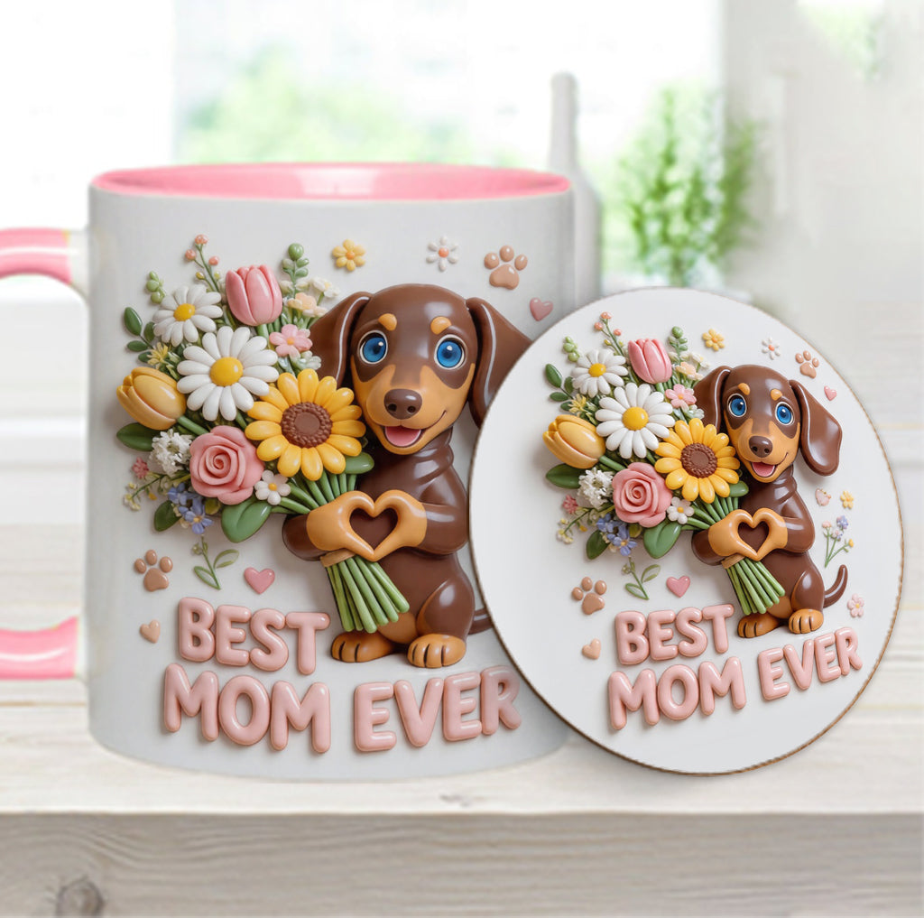 Mug & Sous-verre Personnalisé - Photo Personnalisée de Chien