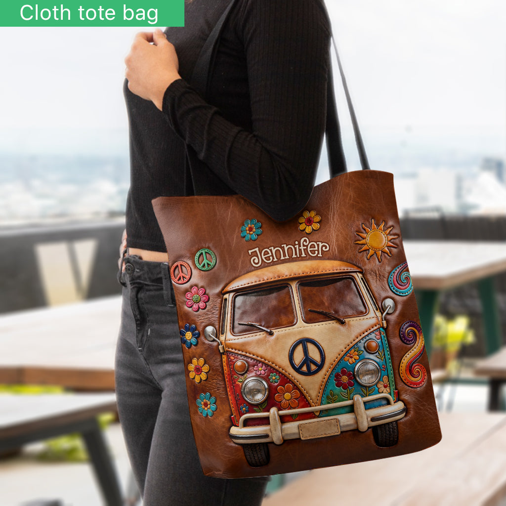 Fourgonnette hippie fleurie - Sac fourre-tout hippie personnalisé