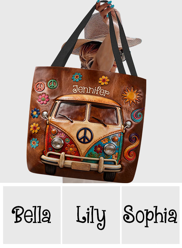 Fourgonnette hippie fleurie - Sac fourre-tout hippie personnalisé