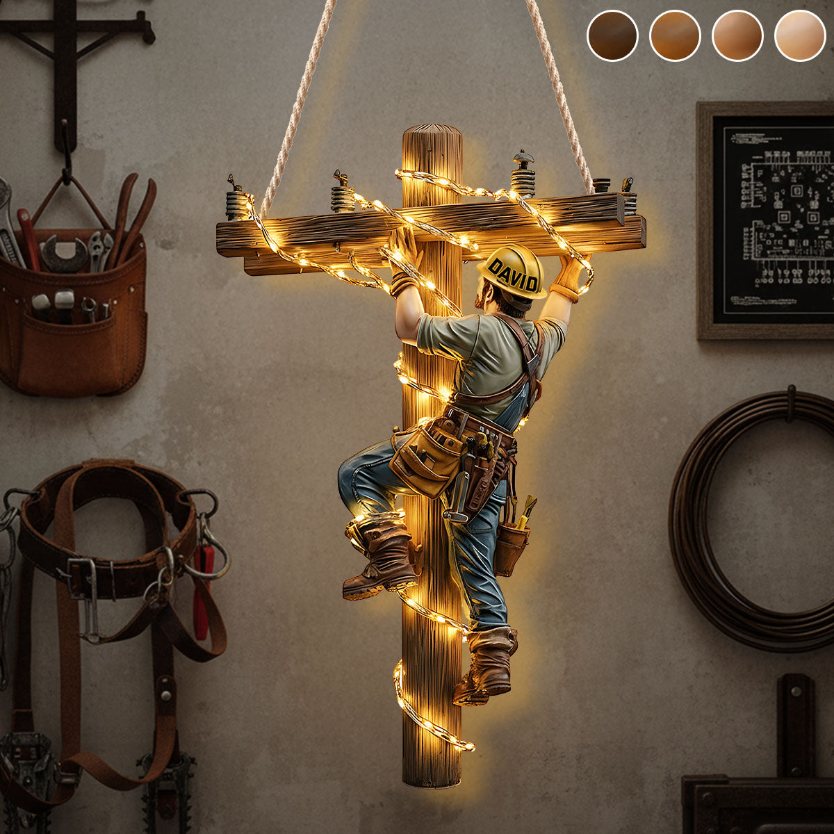 Gardez la lumière allumée - Panneau lumineux LED personnalisé pour électricien en acrylique