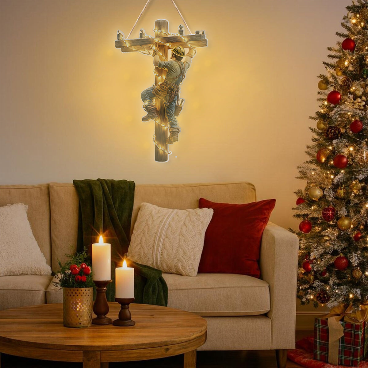 Gardez la lumière allumée - Panneau lumineux LED personnalisé pour électricien en acrylique