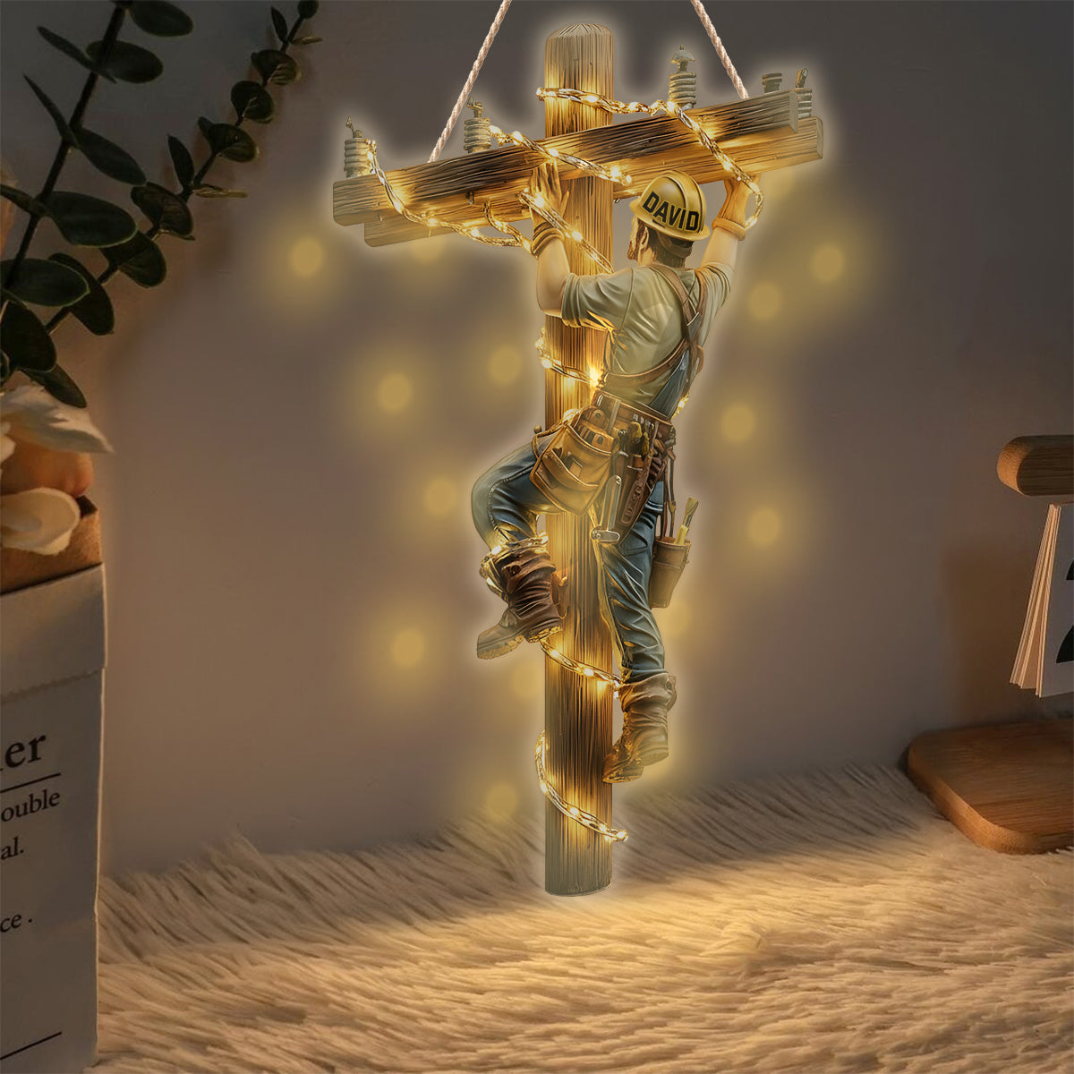 Gardez la lumière allumée - Panneau lumineux LED personnalisé pour électricien en acrylique