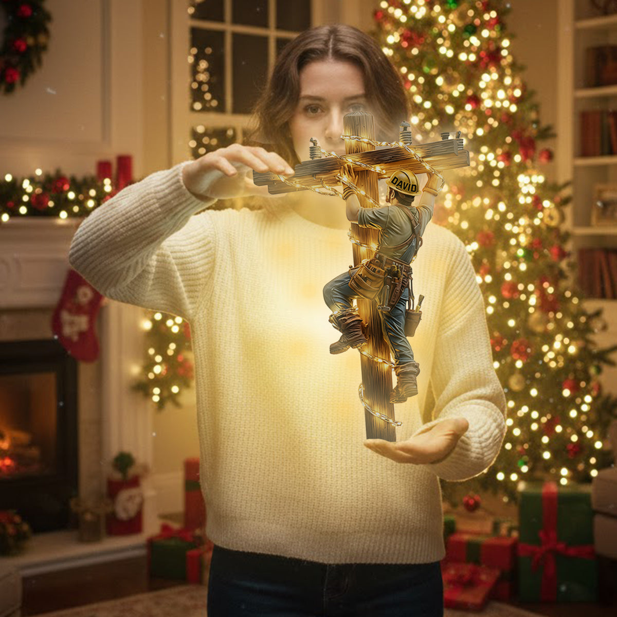 Gardez la lumière allumée - Panneau lumineux LED personnalisé pour électricien en acrylique