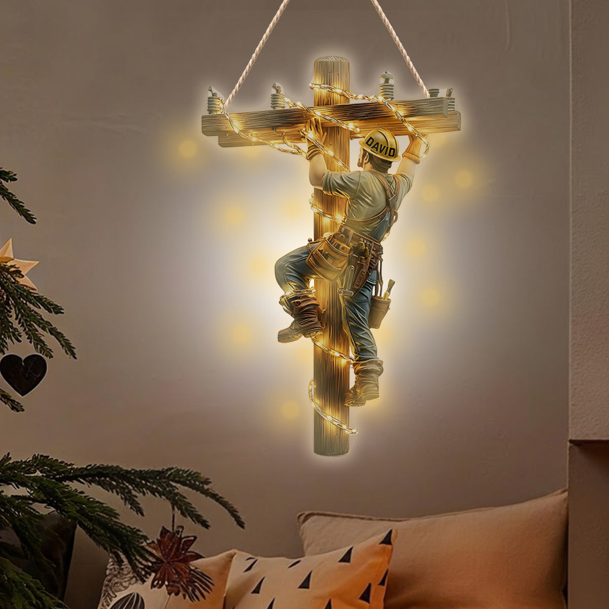 Gardez la lumière allumée - Panneau lumineux LED personnalisé pour électricien en acrylique