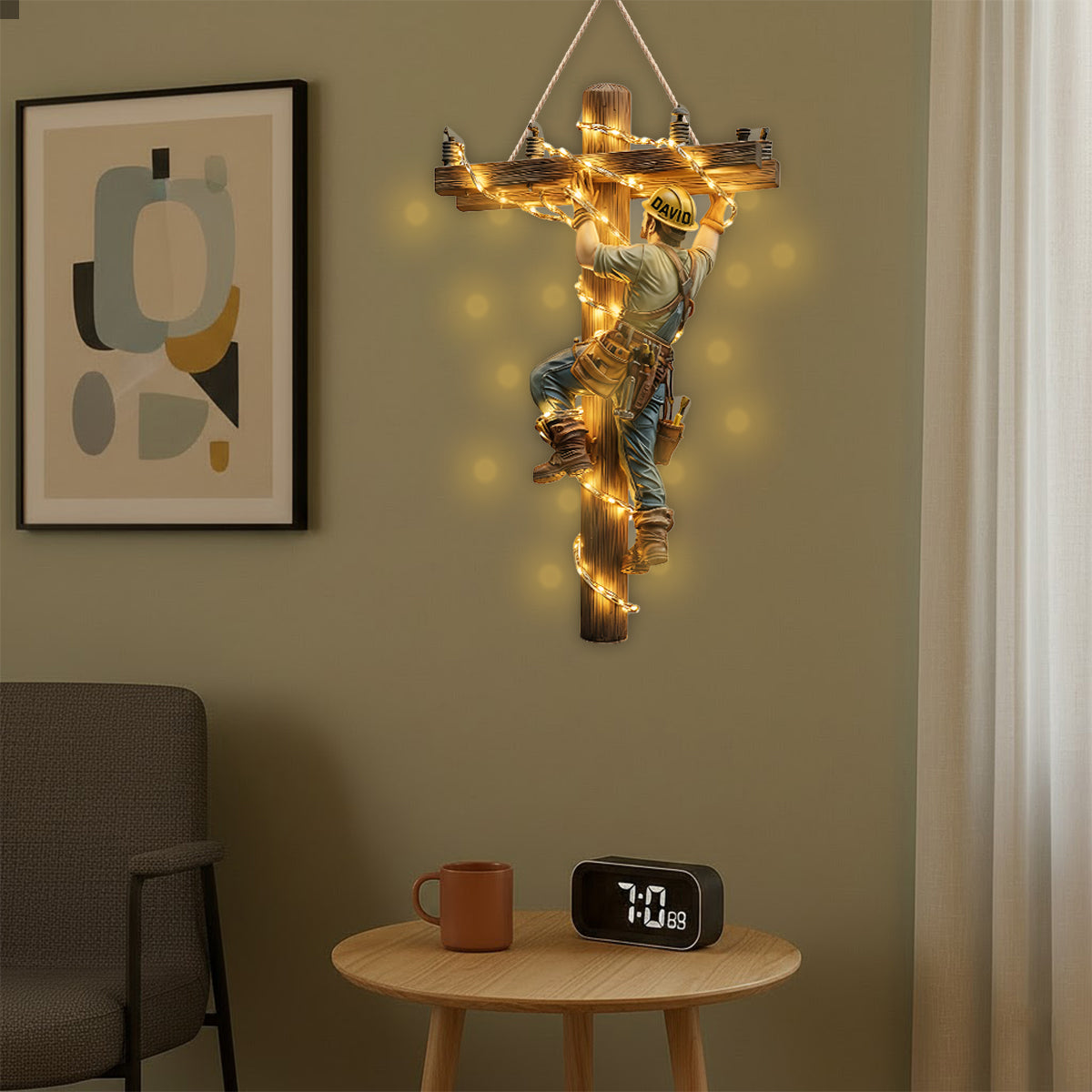 Gardez la lumière allumée - Panneau lumineux LED personnalisé pour électricien en acrylique