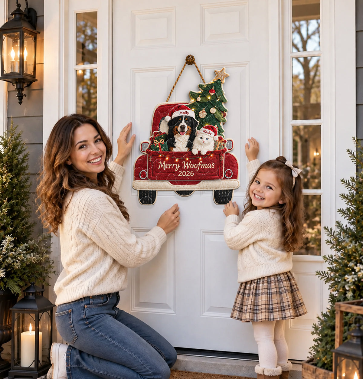 Merry Woofmas - Personalized Dog Quilted Door Hanger